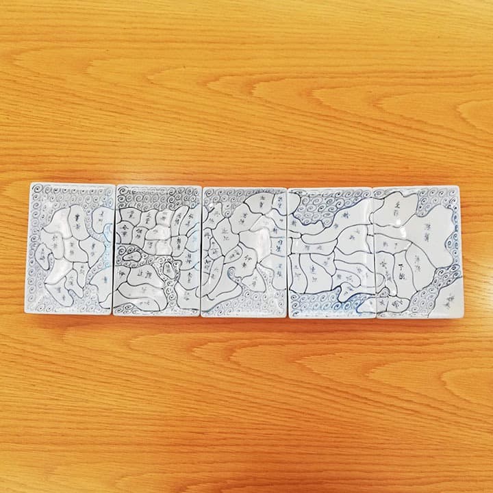 江戸天保年 伊万里染付　日本地図四角皿 五枚組②