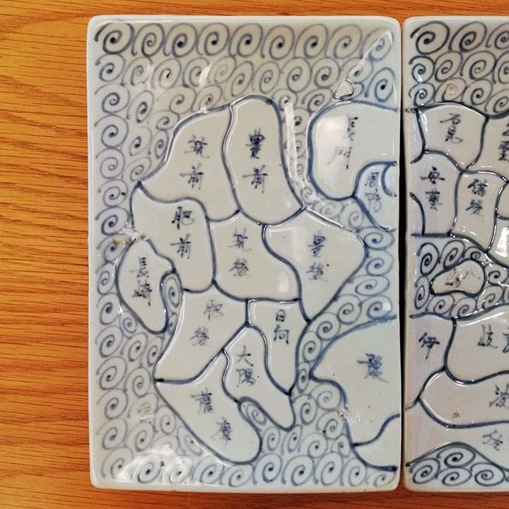 江戸天保年 伊万里染付　日本地図四角皿 五枚組②