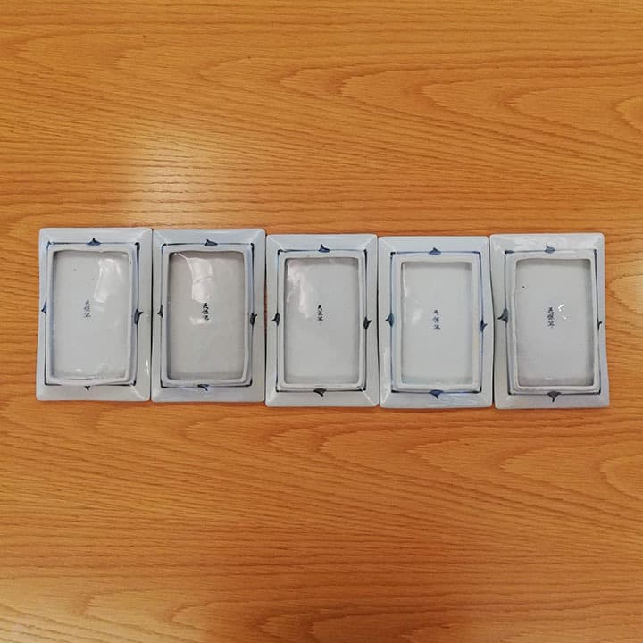 江戸天保年 伊万里染付　日本地図四角皿 五枚組②