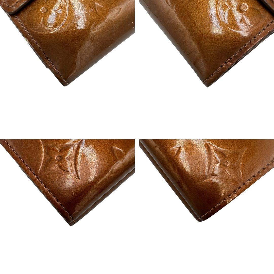 【極美品】ルイヴィトン Wホック 三つ折り財布 ヴェルニ ブロンズ ヴェルニ