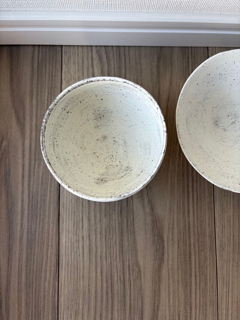 新品　二階堂明弘　焼き締め　三角鉢　丸カップ　白　希少　平鉢　小鉢　丸椀　お椀