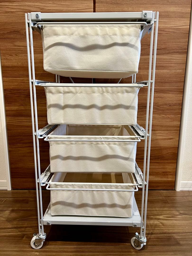 無印 スチールユニットシェルフ 帆布バスケットセット 幅４２cm ライトグレー