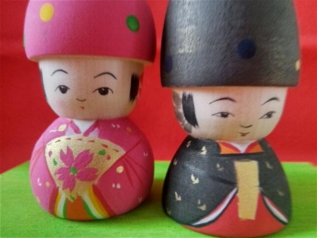 山形系　志田菊宏　工人　雛人儀容　可愛いキノコ頭のおひなさま　雛飾りセット