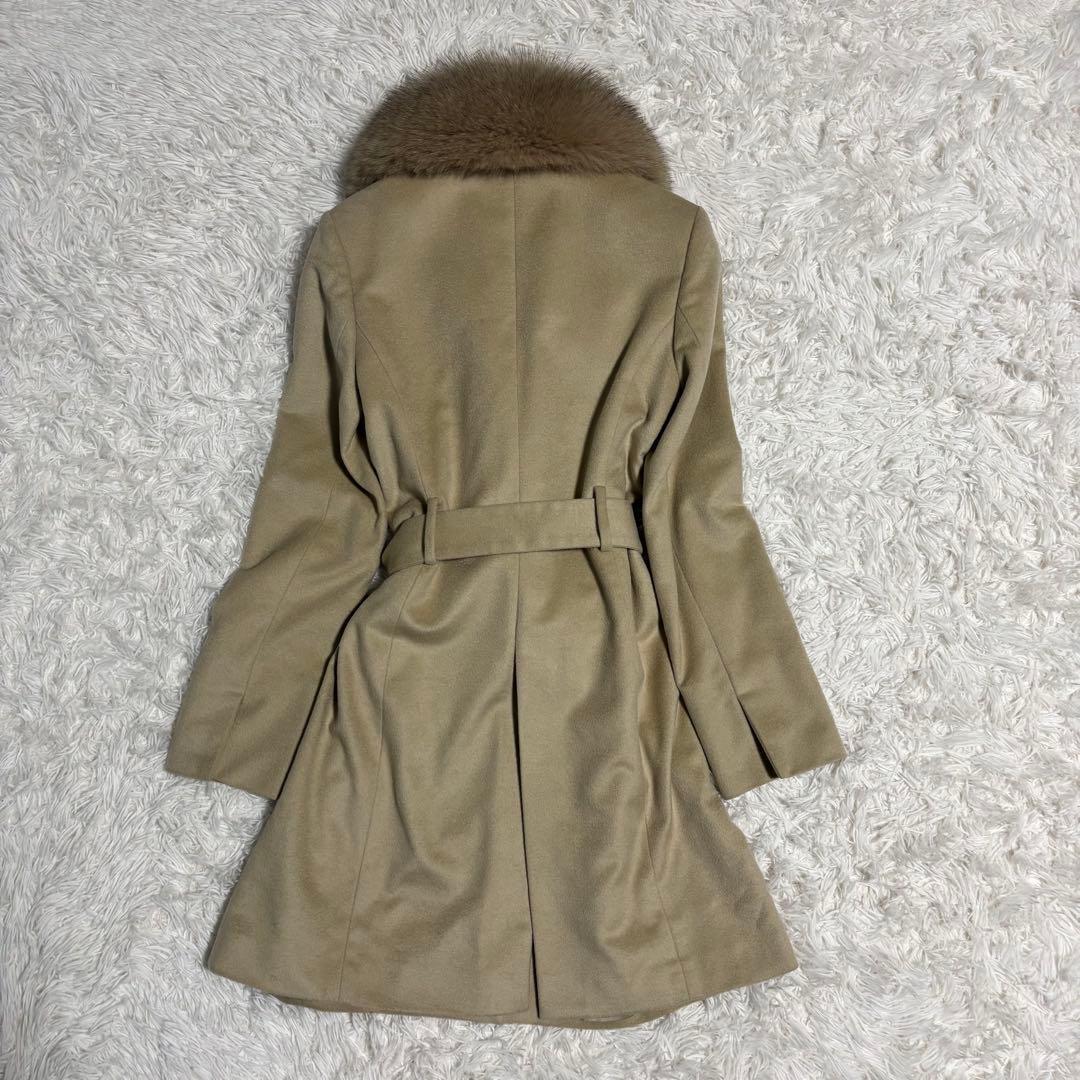 極美品/カシミヤ100％✨ルスーク チェスターコート フォックスファー 2way
