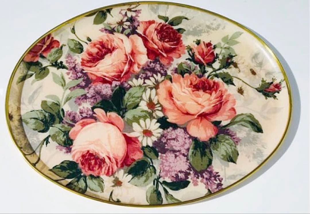 レトロ◆KESWICK TRAYS◆グラスファイバー◆薔薇◆特大トレイ◆イギリス