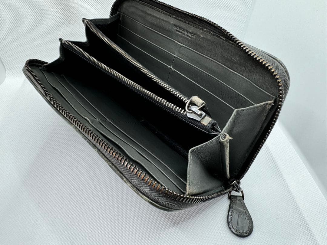 1点物BOTTEGA VENETA クロコダイル長財布 グレー ボッテガ