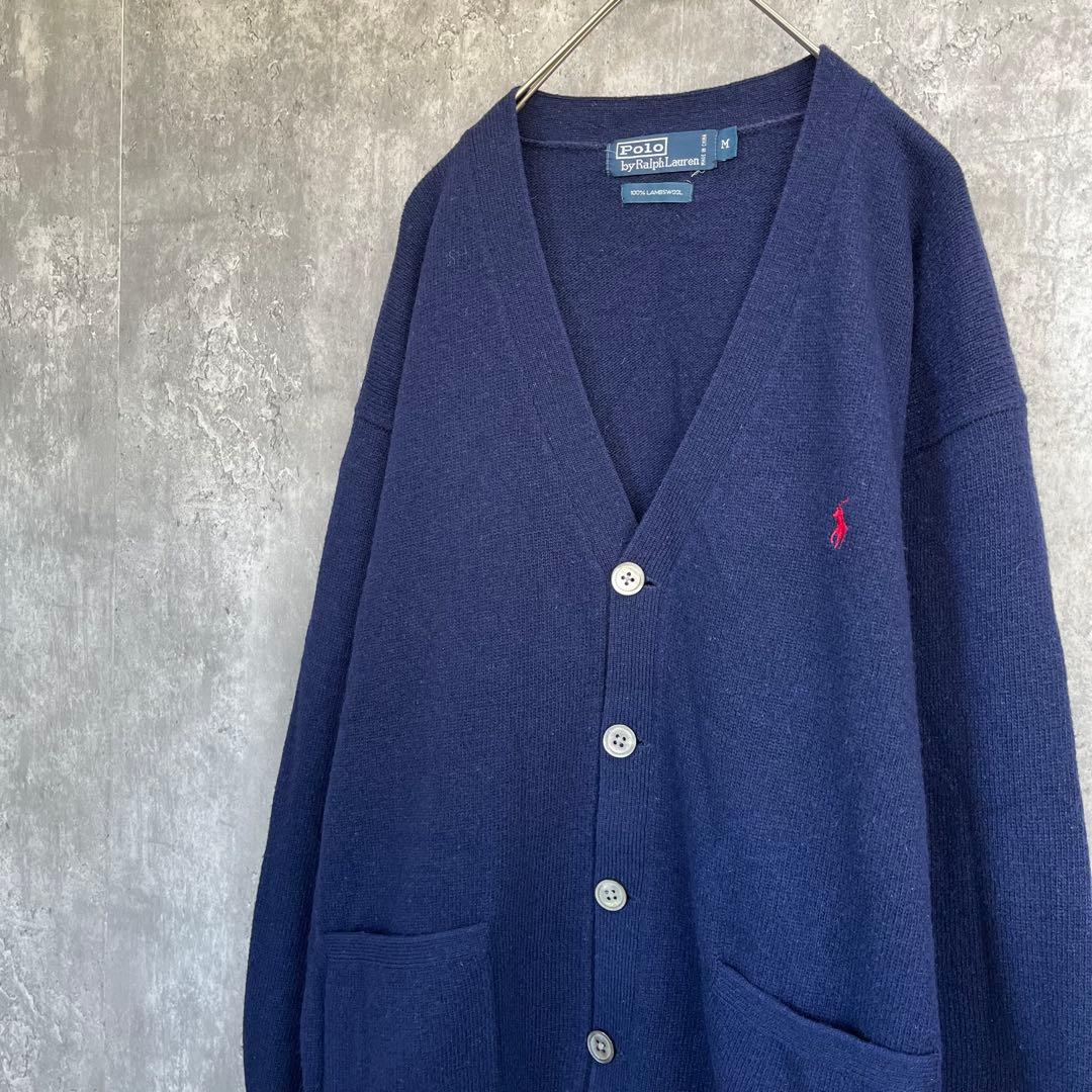【人気カラー】ポロ ラルフローレン ウール ニット カーディガン 古着 制服
