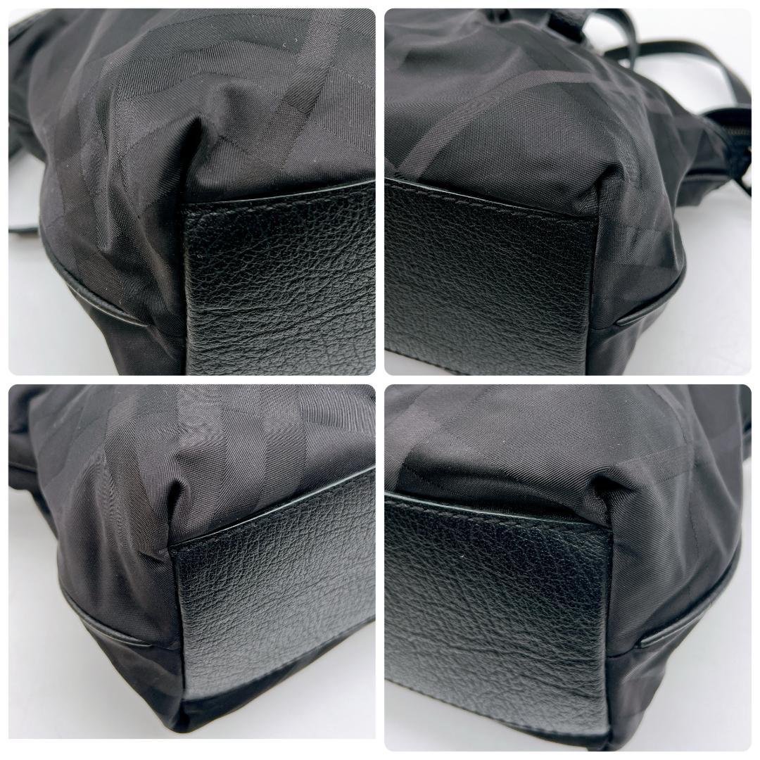 美品 BURBERRY シャドーチェック ナイロン チェーン トートバッグy10