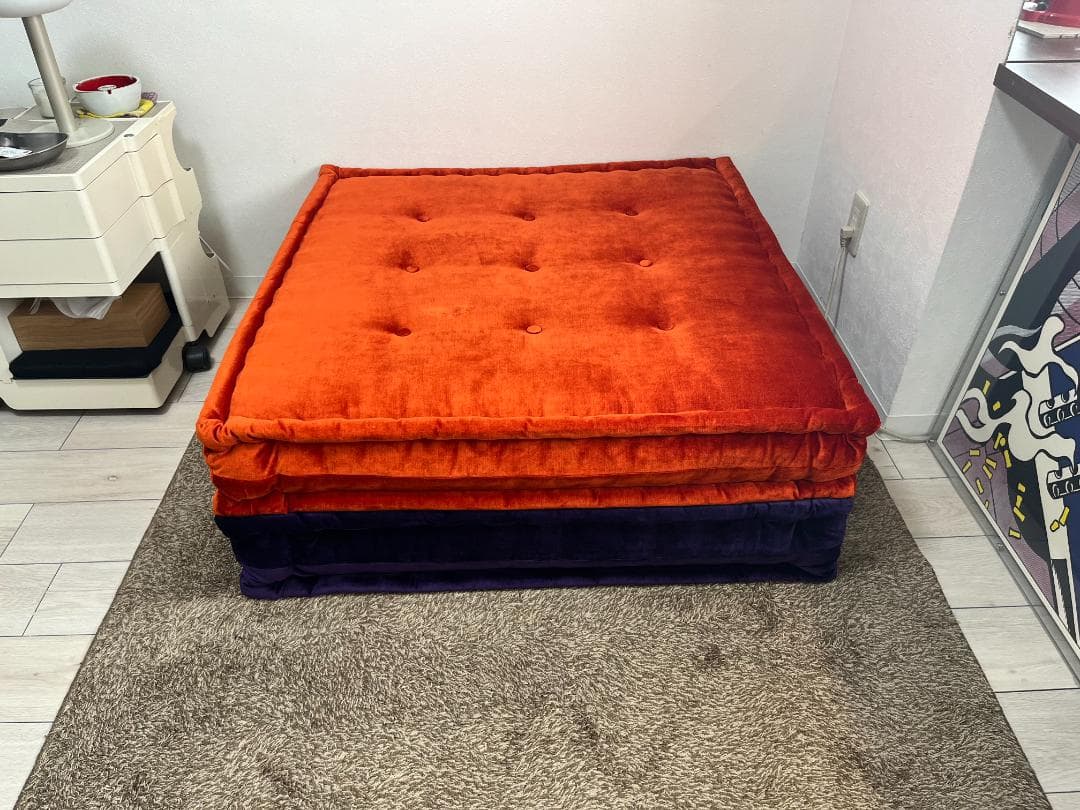 ロッシュボボア マ・ジョン 座面下ソファ 2点セット オレンジ×パープル