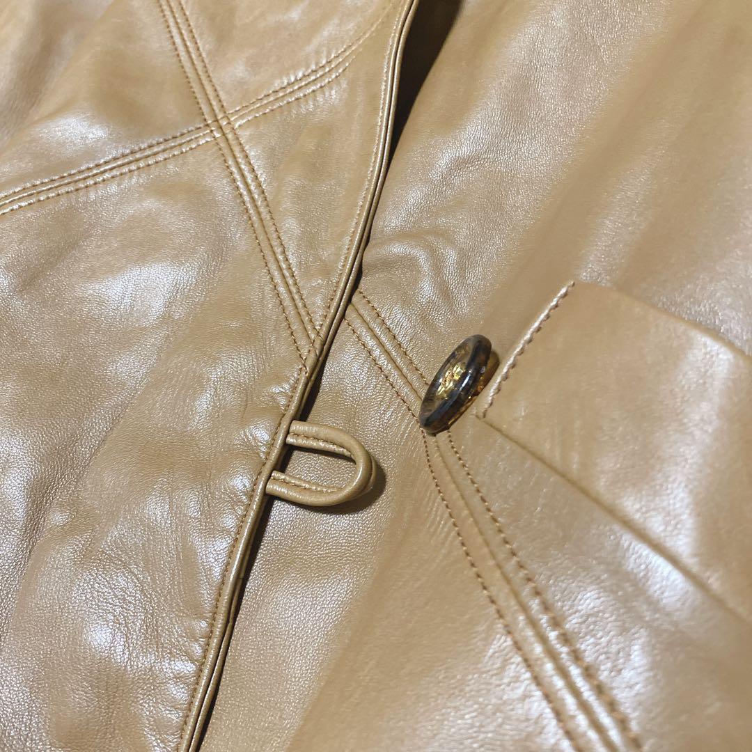 a2003【レイアン】本革 ロングコート レオパード LL フレア スペイン製