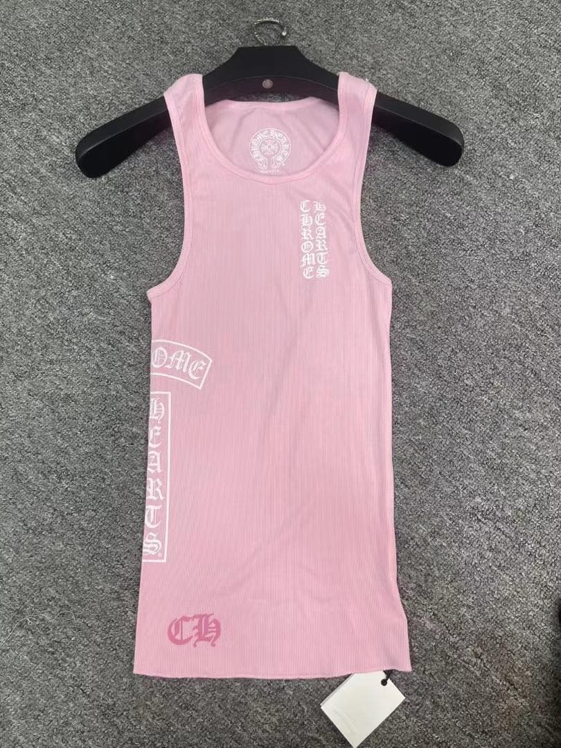 CHROME HEARTSピンク タンクトップ プリント入りM