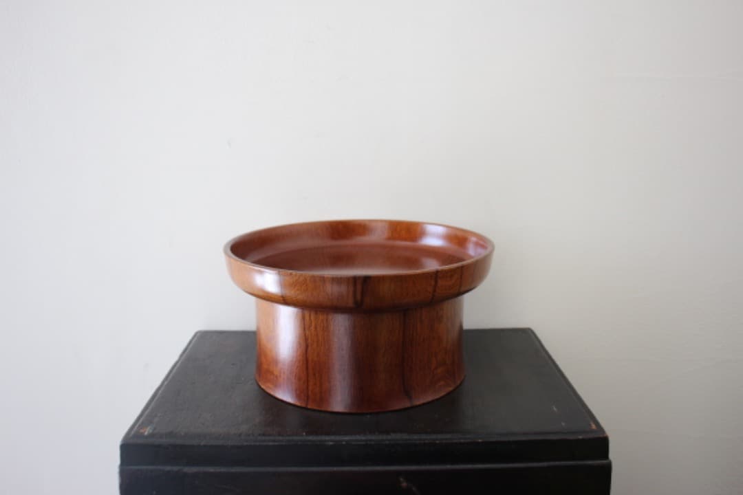 木地師　工房千樹　佐竹康宏作　ロクロ挽き　木製　台付２３cm皿