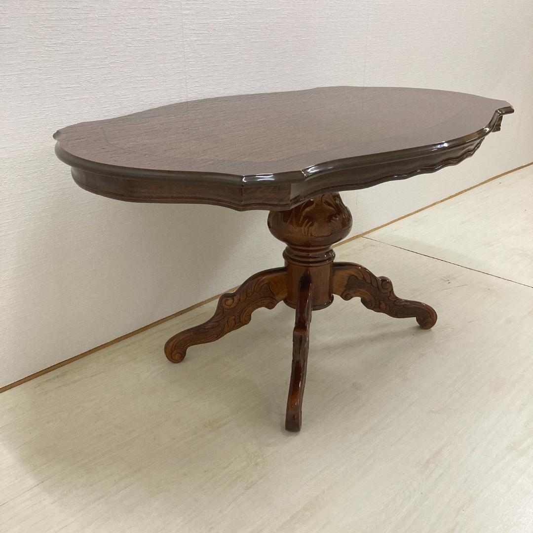 イタリア ダイニングテーブル 鏡面塗装 猫脚 アンティーク調 クラシック