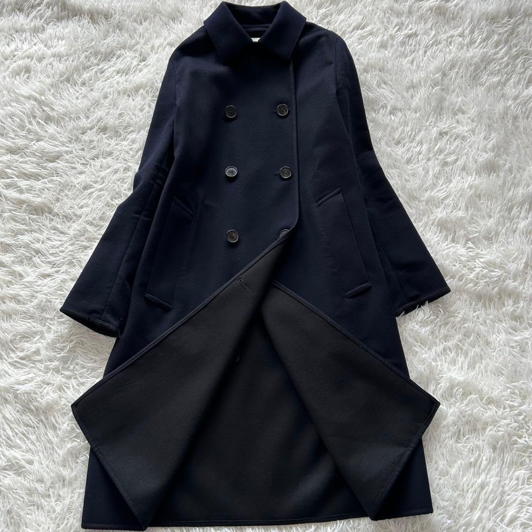 【美品】マッキントッシュ　ダブル　ロングコート　ウール　ロング丈　ネイビー　M