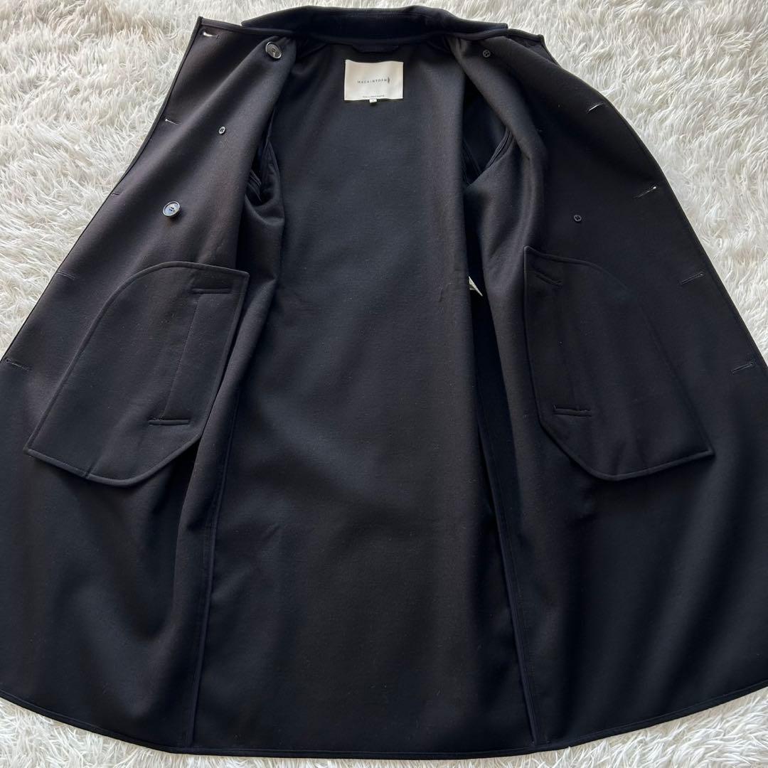 【美品】マッキントッシュ　ダブル　ロングコート　ウール　ロング丈　ネイビー　M