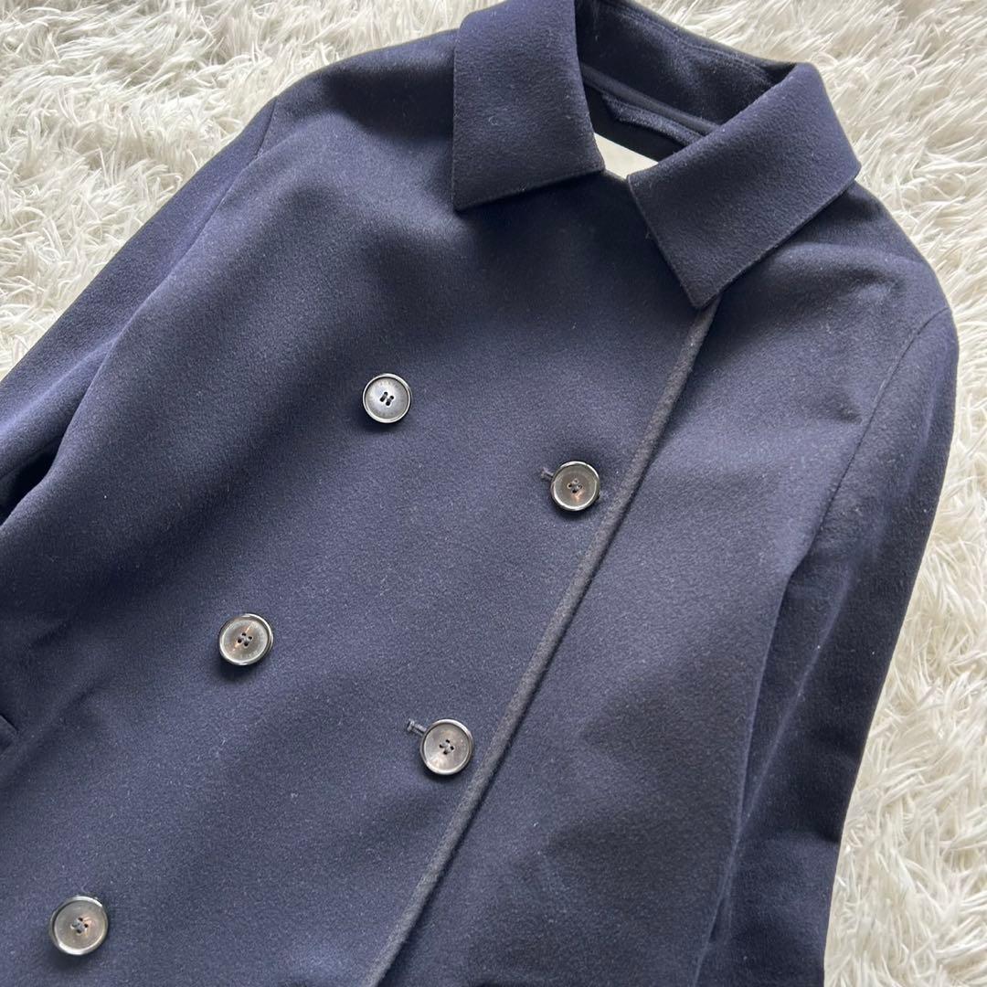 【美品】マッキントッシュ　ダブル　ロングコート　ウール　ロング丈　ネイビー　M
