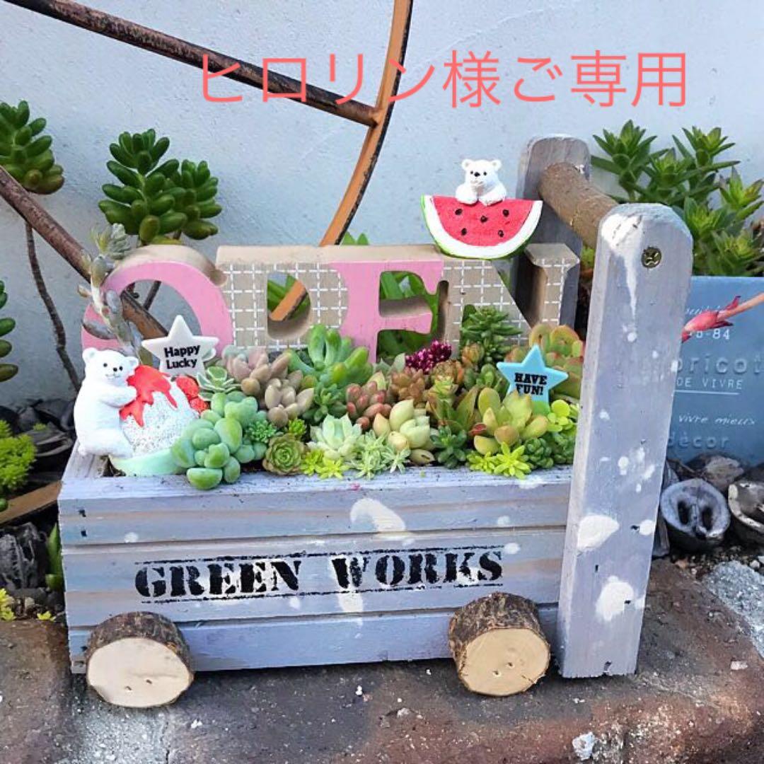 ★多肉植物　寄せ植え〜手作り木製カート寄せ〜★