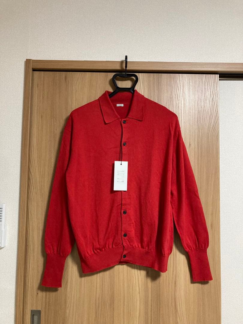a.presse 24SS コットンニットポロカラーカーディガン