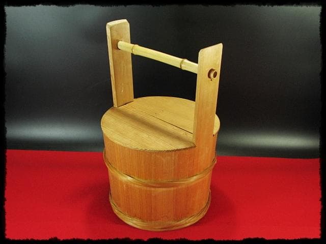 露地道具 水張桶 大型 手桶 水桶 通桶 つくばい 木地 茶道具 f319