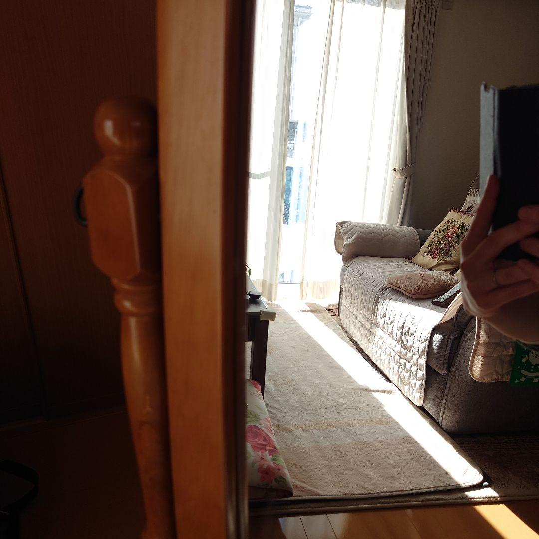 【激安特価】ナチュラルウッドスタンドミラー　希少　オーバル　ウッド　姿見