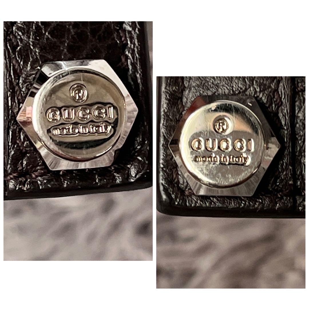 良品✨GUCCI シルバーロゴ　GGキャンバス ダークブラウン　シボレザー　財布