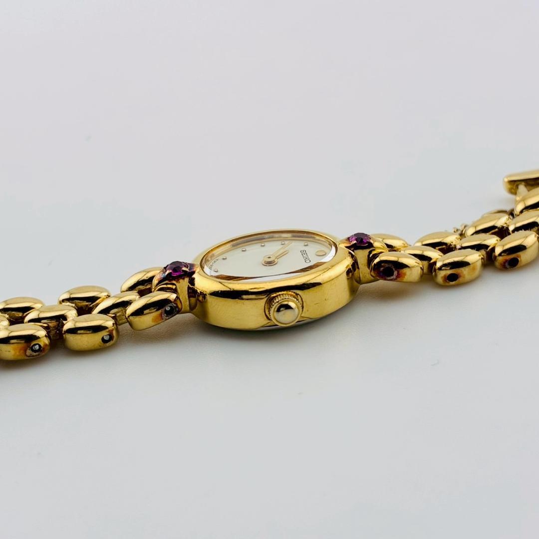 【電池交換済】SEIKO　レディース腕時計　2pカラーストーン　ゴールド