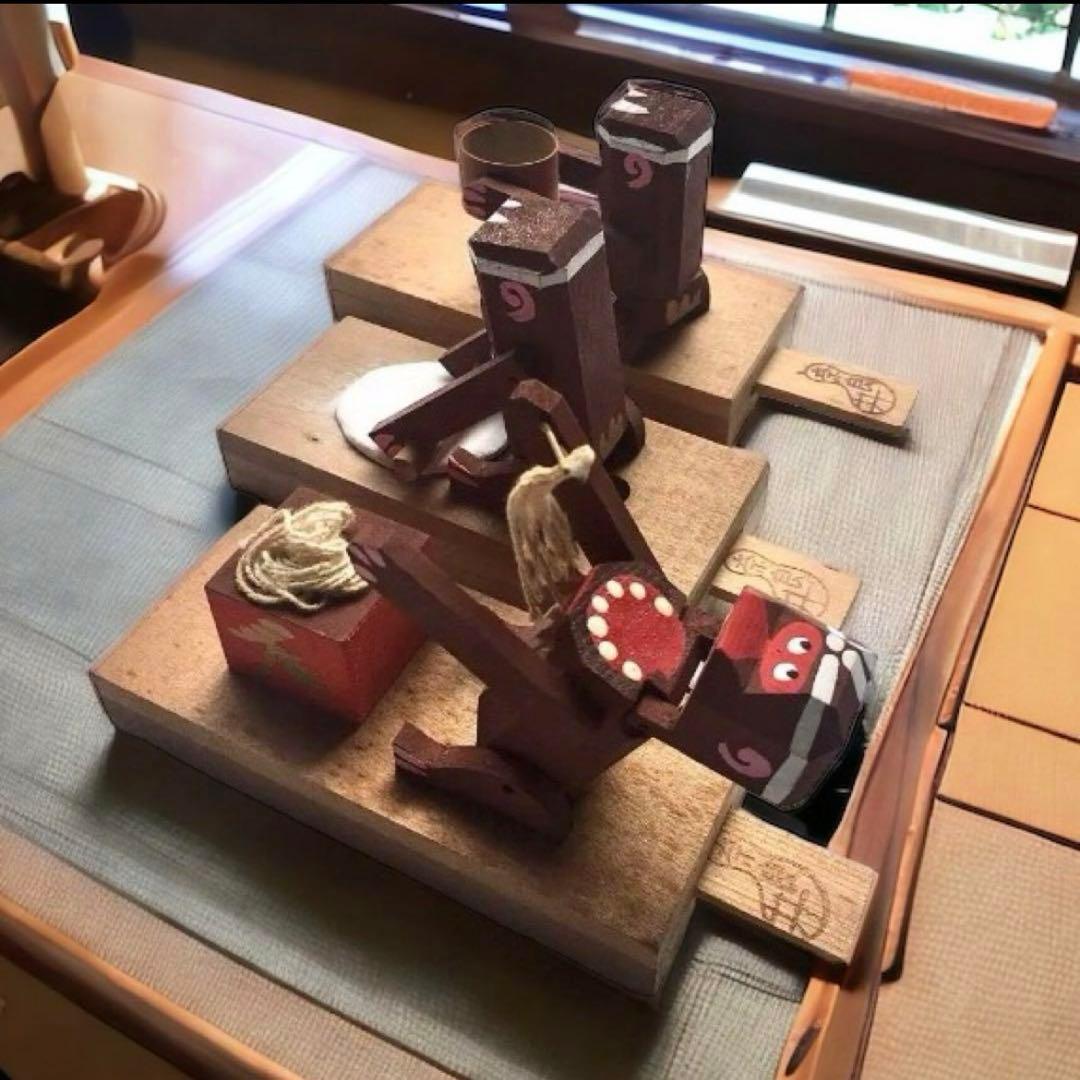 長野県 廃絶 郷土玩具 奈良井のからくり玩具 信濃猿 蕎麦猿×3 民藝 伝統工芸