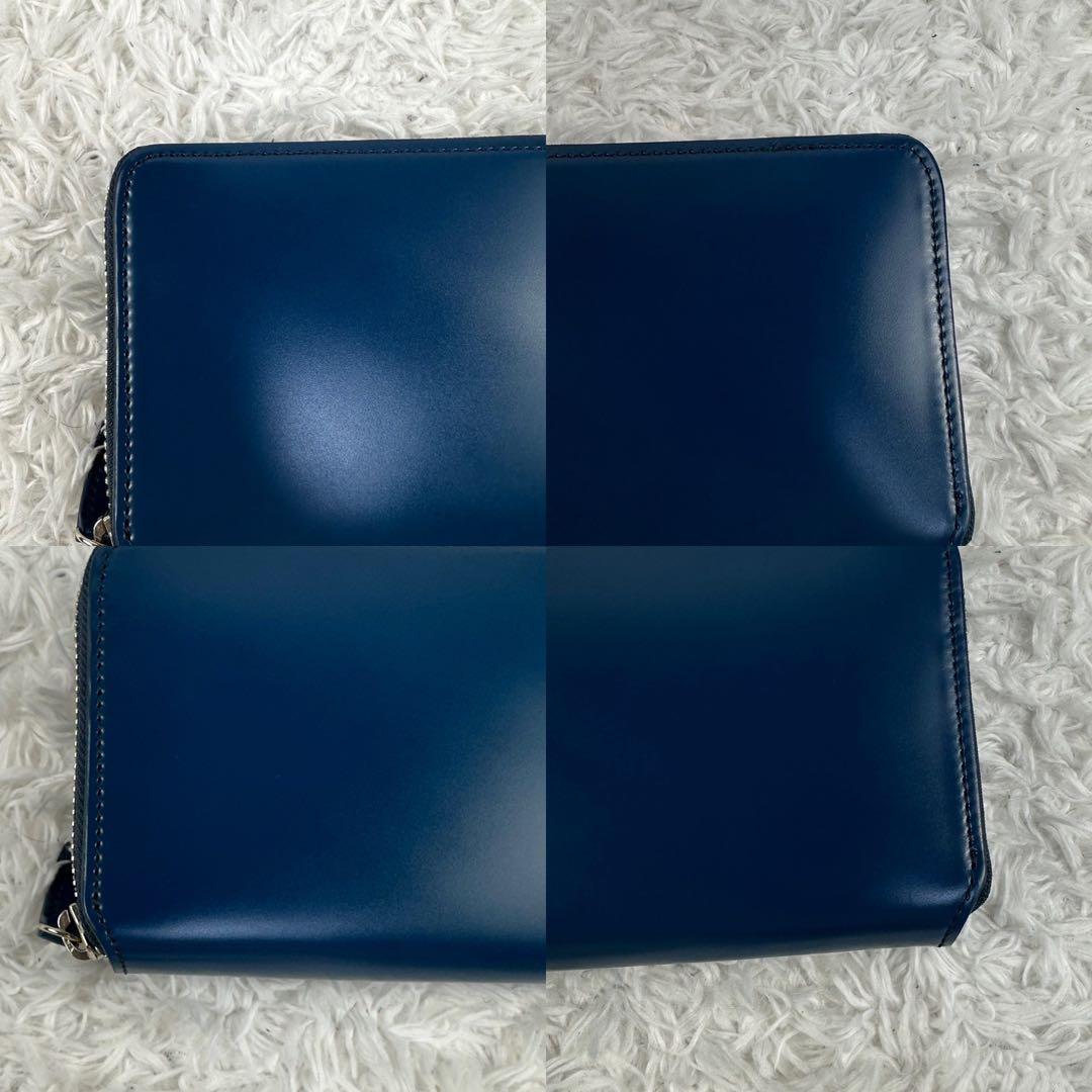 新品　プレリー　ギンザ　コードバン　ラウンドファスナー　長財布　紺色　レザー