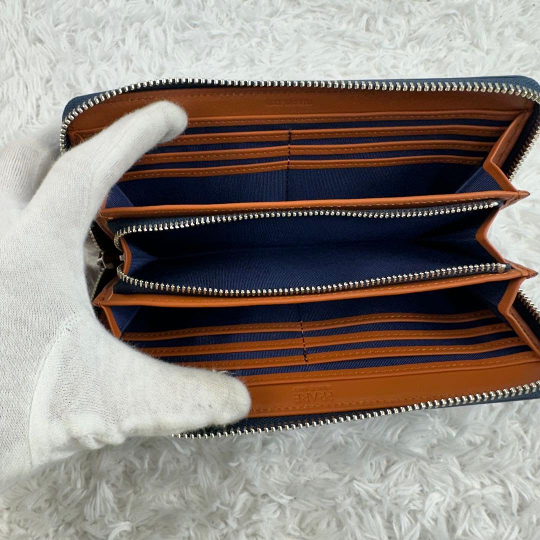 新品　プレリー　ギンザ　コードバン　ラウンドファスナー　長財布　紺色　レザー