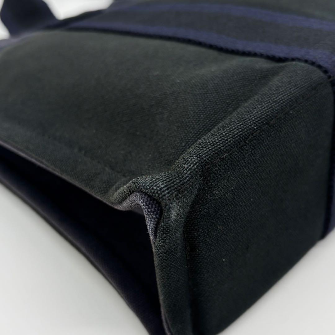 【極美品】HERMES トートPM フールトゥ キャンバス ブラック ネイビー