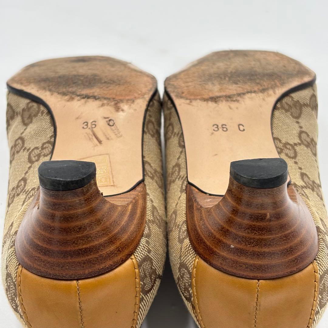 GUCCI グッチ GGキャンバス× レザー パンプス 36 約23㎝ ベージュ