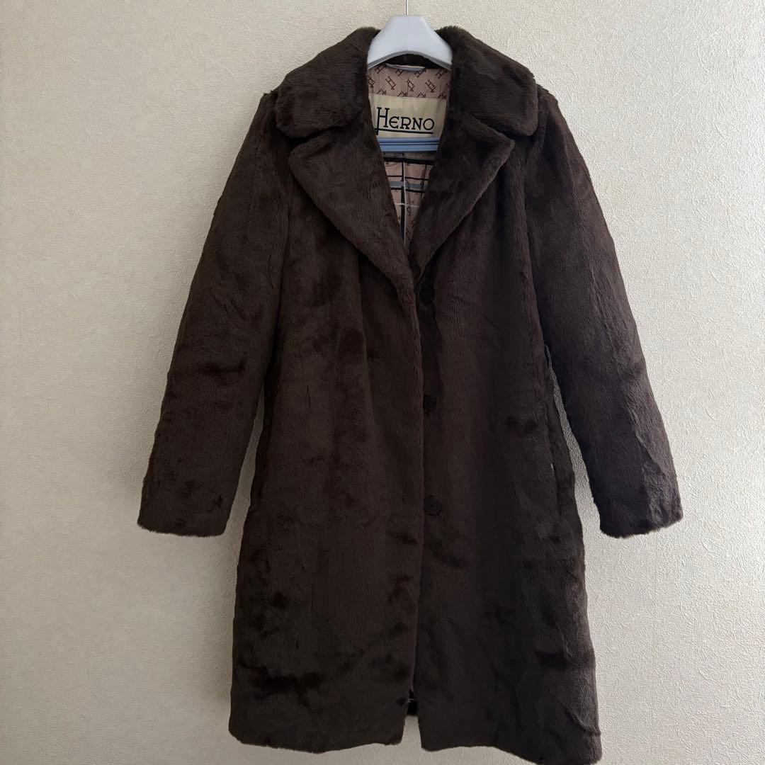 ヘルノ　ファー　エコファー　ボア　コート　ダウン　レディース　テディベア