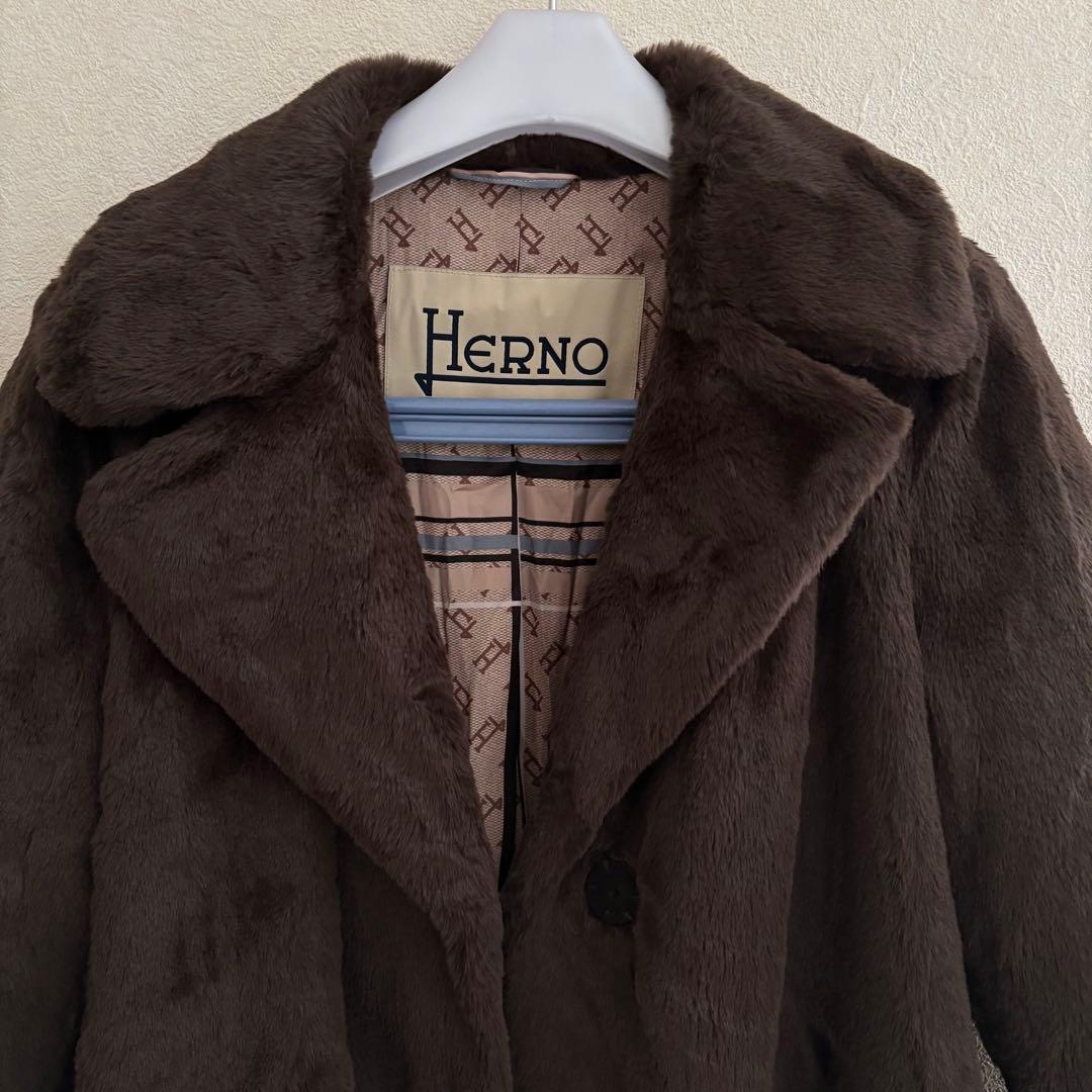 ヘルノ　ファー　エコファー　ボア　コート　ダウン　レディース　テディベア