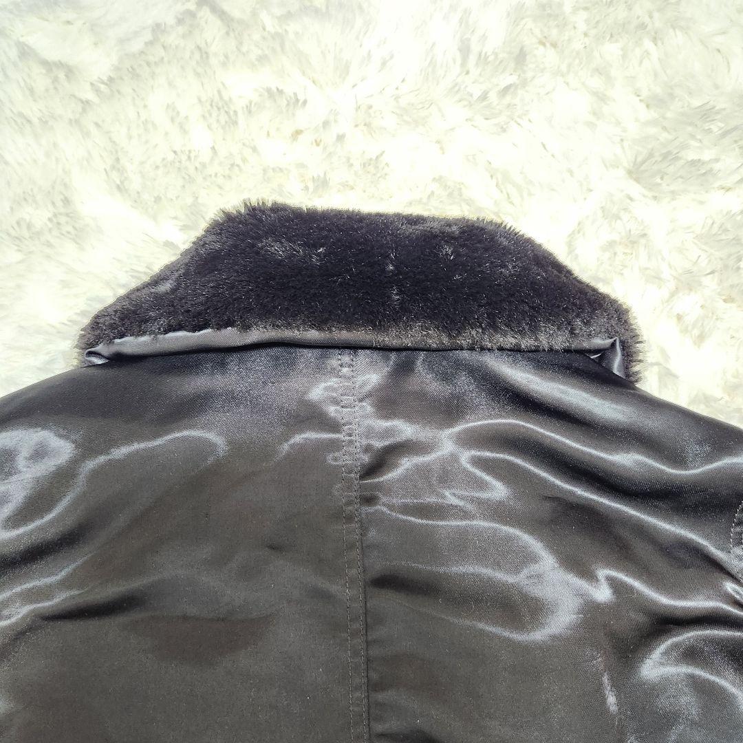 Y2K 00s archive 短丈　ブラック 光沢 ファー ブルゾン