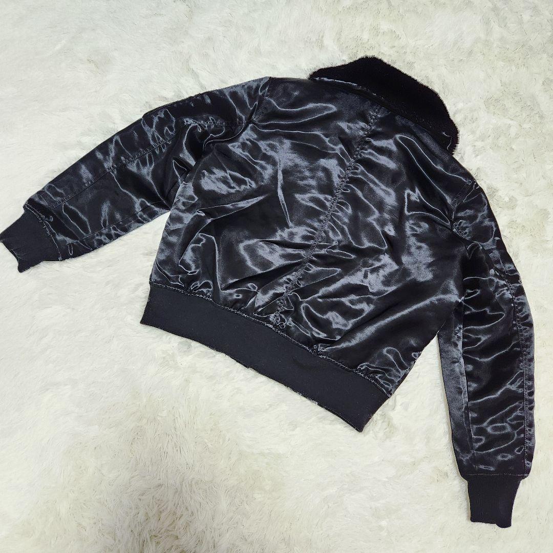 Y2K 00s archive 短丈　ブラック 光沢 ファー ブルゾン