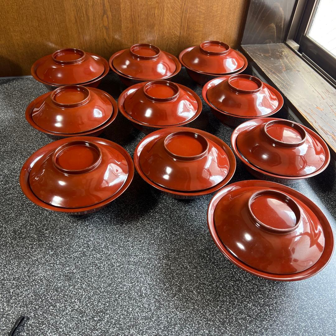 輪島塗蓋付き汁椀　明治〜大正時代