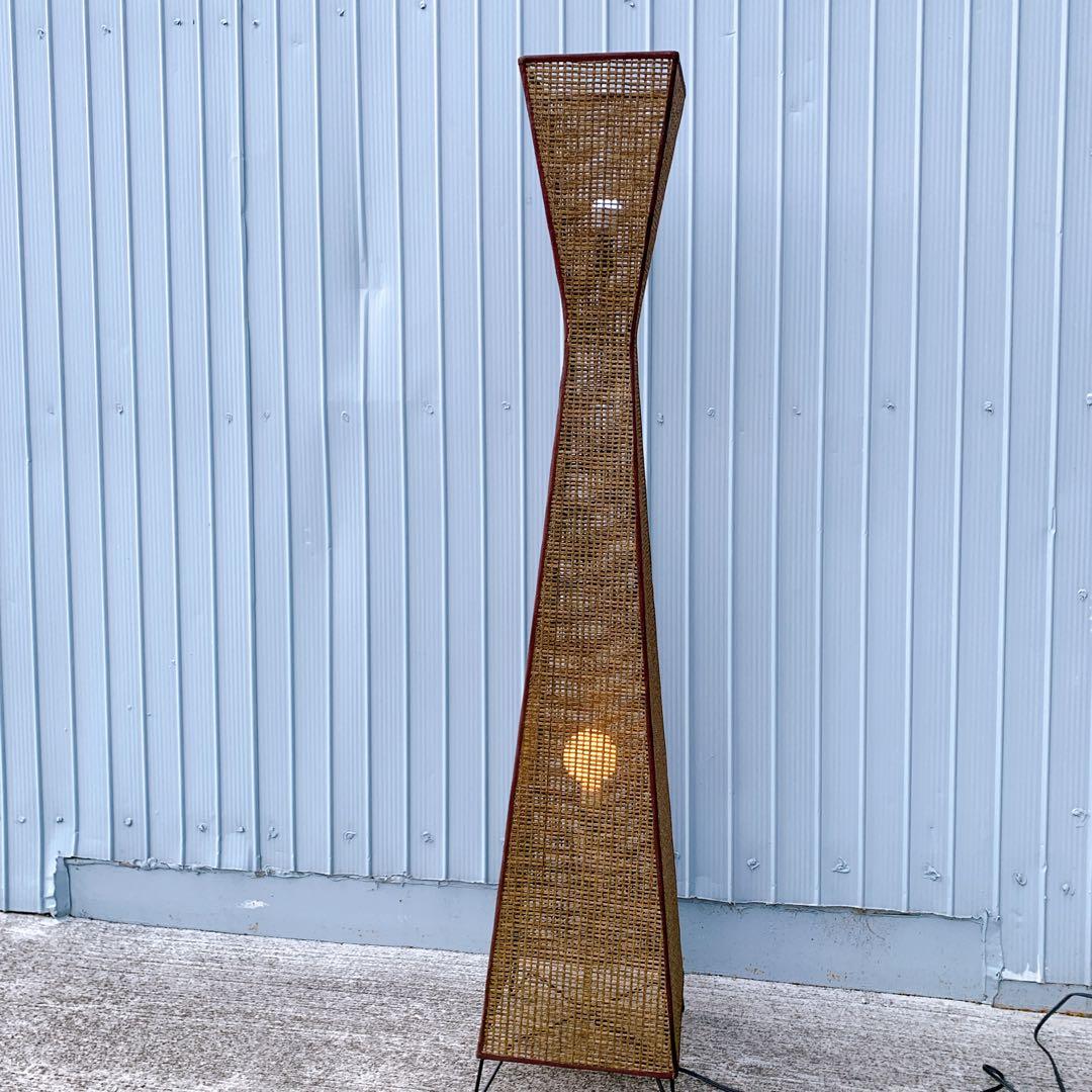 長澤ライティング アジアンテイスト 大型スタンドライト ウィッカータワー 2灯式