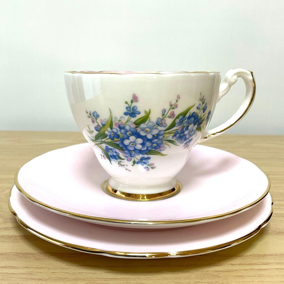 ハマースレイ　勿忘草　カップ＆ソーサー　トリオ　ピンク