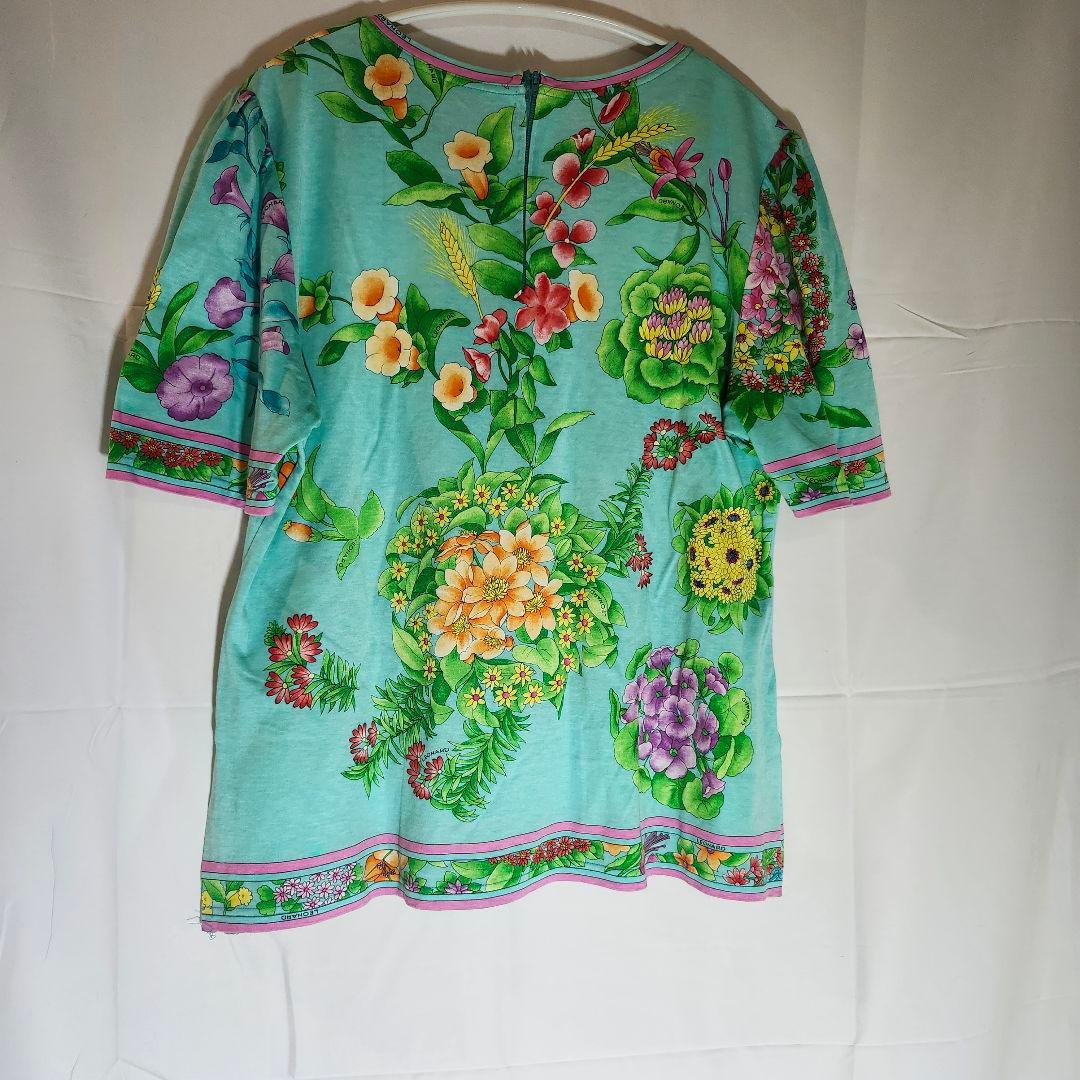 ☆夢月☆　レオナール　ミントグリーン　花柄 　フラワー　半袖トップス