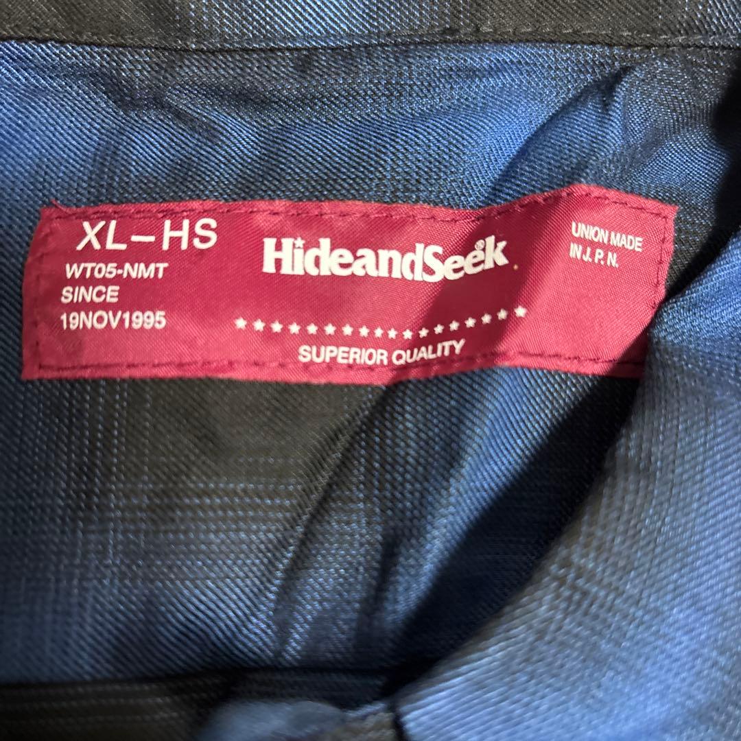 HideandSeek 長袖シャツ XL 青/黒チェック