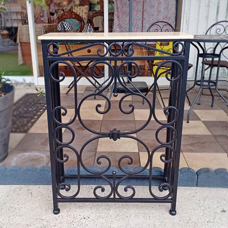 コンソール 石天板 幅62cm フラワースタンド ロートアイアン 638-614