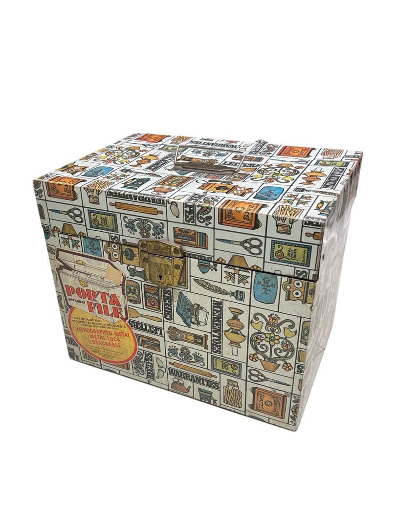 アンティーク 雑貨 70s ビンテージ 総柄 メタルボックス USA 小物入れ