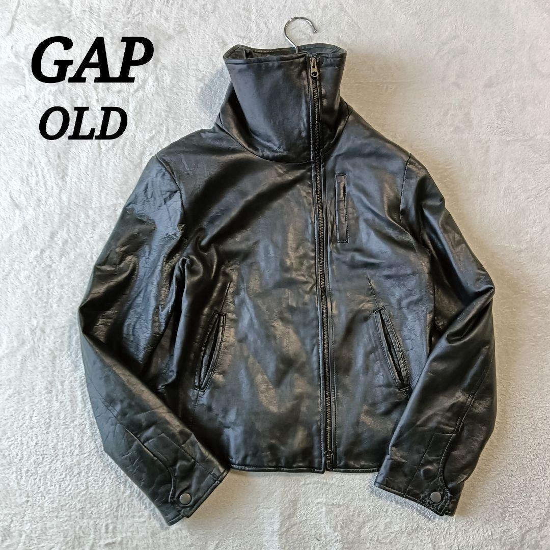 良品 00s OLD GAP レザー ダブル ライダース ジャケット ショール