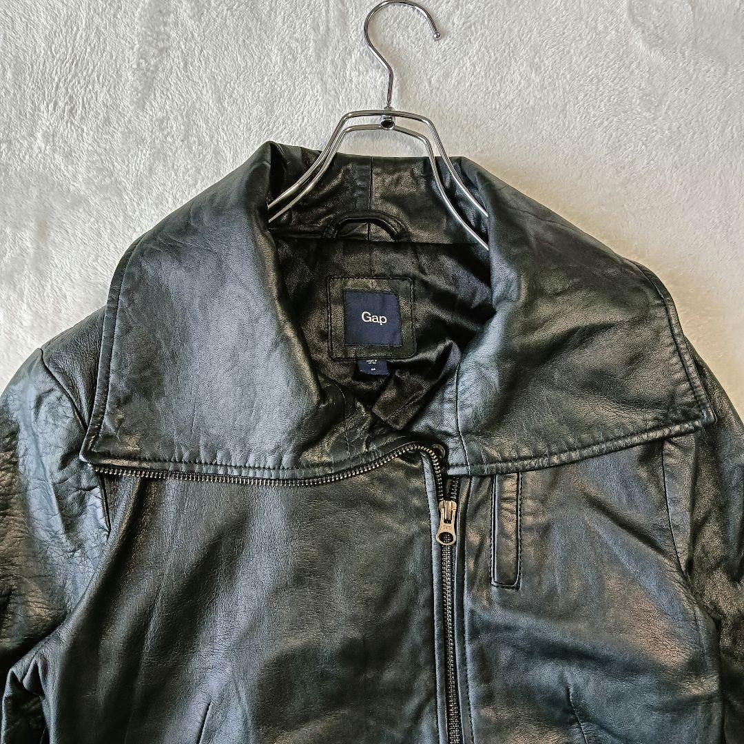 良品 00s OLD GAP レザー ダブル ライダース ジャケット ショール
