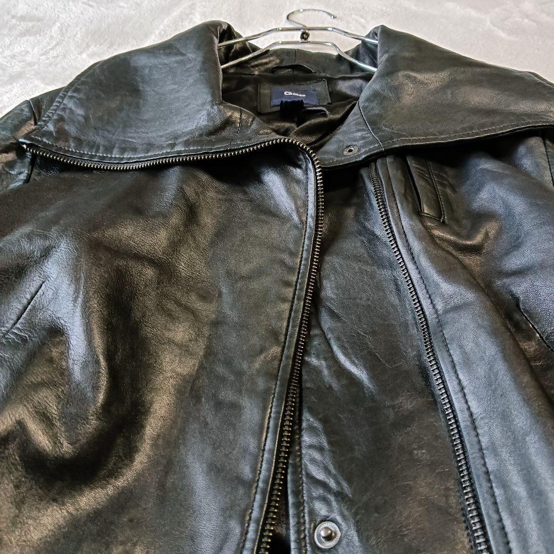 良品 00s OLD GAP レザー ダブル ライダース ジャケット ショール