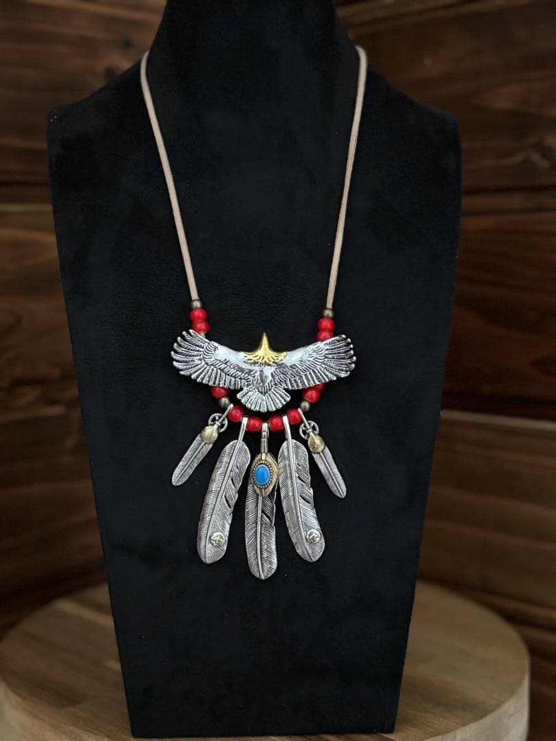 頭金イーグルネックレス　フェザーネックレス　フェザー　2点セット