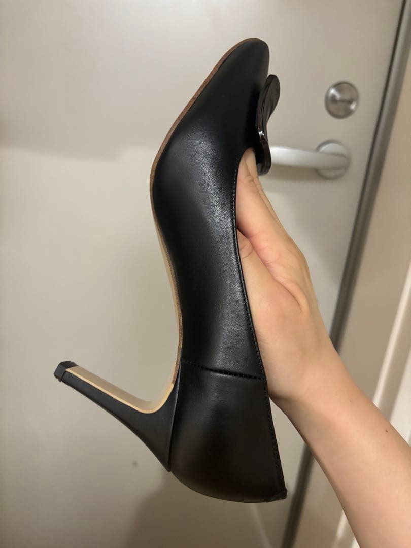 ゆきぽよ　DIANA 黒 スクエアトゥ パンプス ヒール約7cm