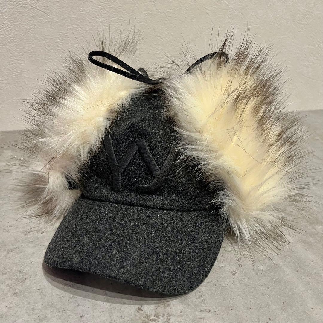 【新品未使用】open Yy ファーキャップ グレー