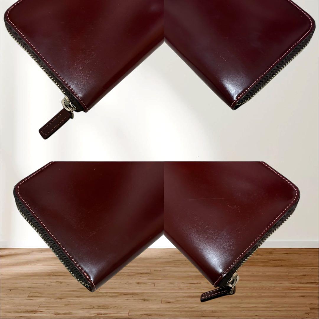 極美品 SOMES ソメス 長財布 ラウンドファスナー コードバン ボルドー 革