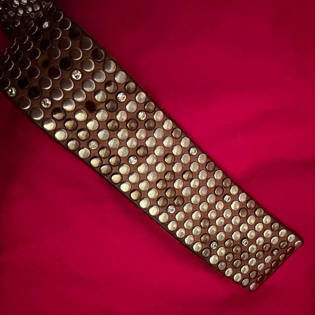 HTC メンズスタッズレザーベルト サイズ90/86 B'2nd 本革 箱付き